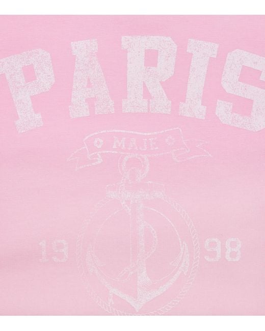 Maje Pink Cotton Paris T-Shirt