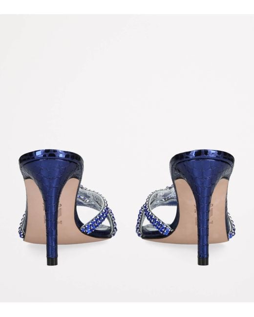 Gina Blue Crystal-Embellished Loie Mules 85