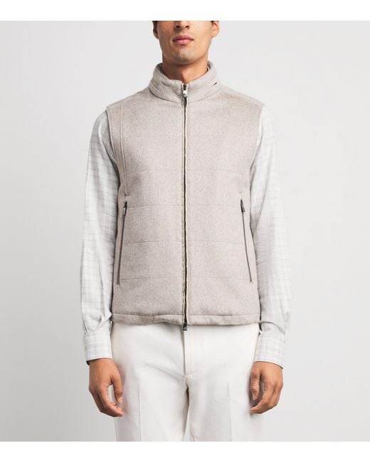 Corneliani Gray Virgin Wool Padded Gilet for men