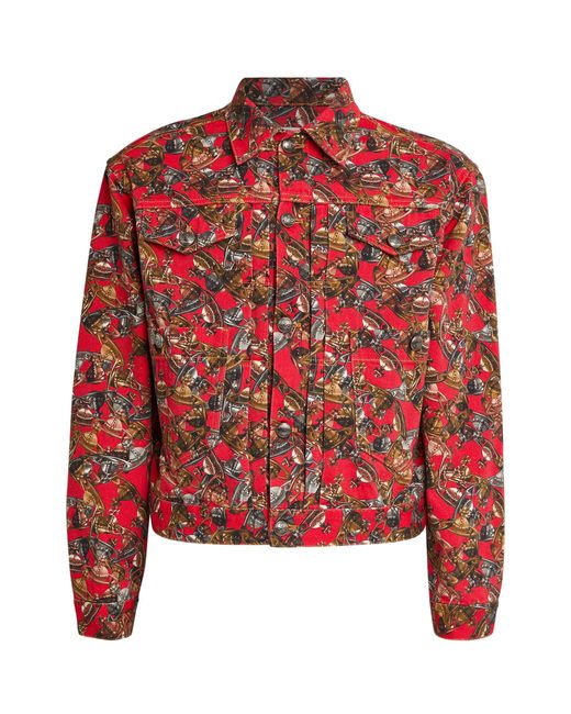 Vivienne Westwood Red Orb Print Denim Jacket for men