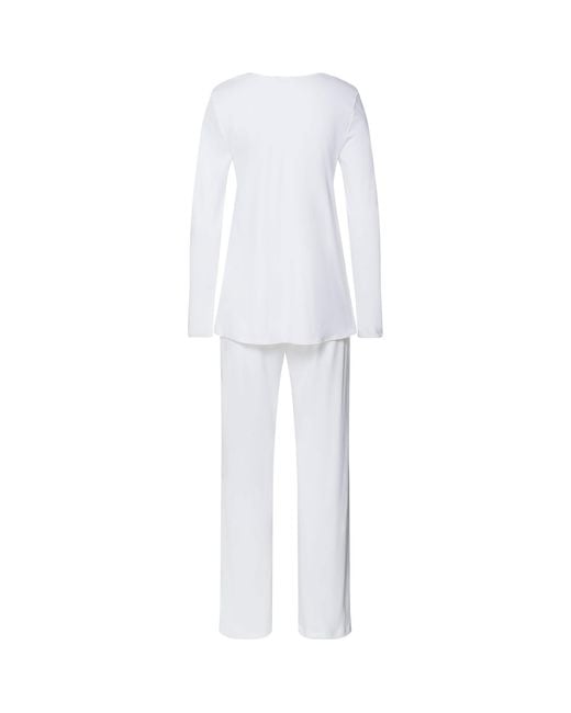 Hanro White Cotton Silk Pyjama Set