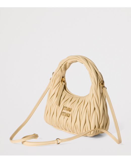 Miu Miu Metallic Matelassé Leather Wander Top-Handle Bag