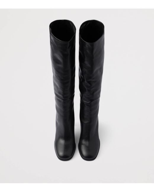 Prada Black Leather Knee-High Boots
