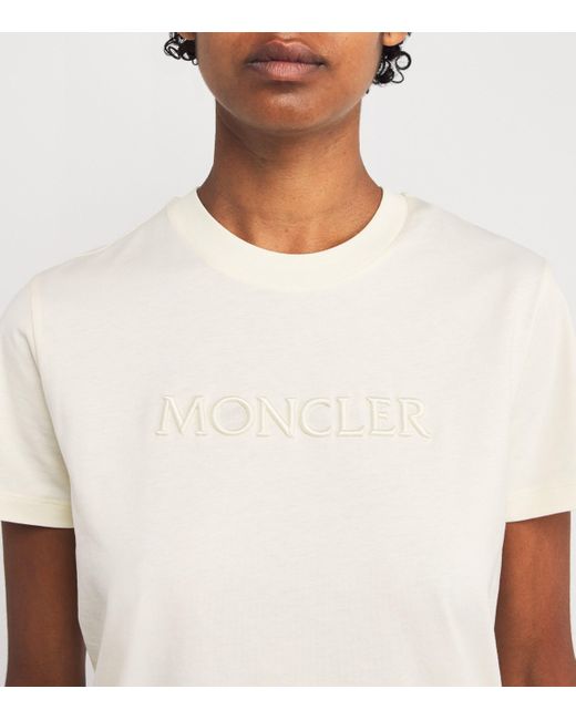 Moncler White Cotton Logo T-Shirt