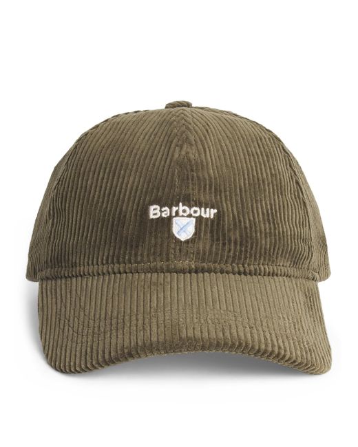 Barbour Green Cotton Corduroy Preston Baseball Cap for men