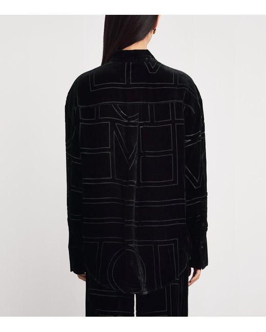 Totême  Black Silk Velvet Monogram Shirt