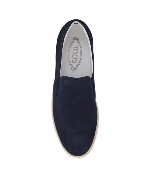 Tod's Blue Suede-Raffia Skate Shoes for men