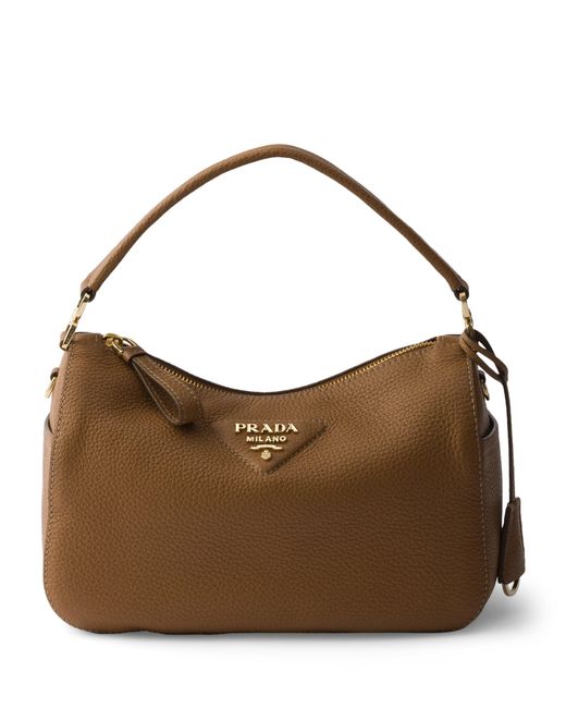 Prada Brown Small Leather Top-Handle Bag