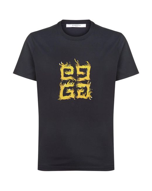 Givenchy Black Fire Logo Print T-shirt for men