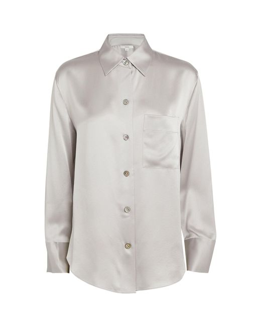 Vince Gray Silk Pocket-detail Shirt