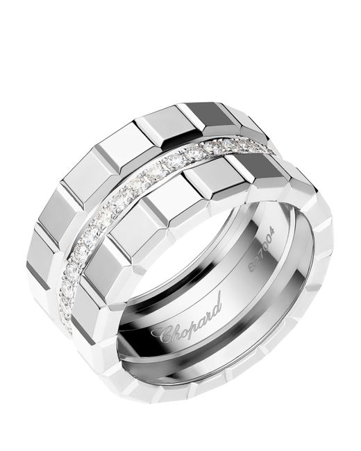 Chopard Metallic And Diamond Ice Cube Ring