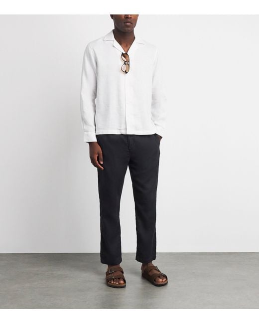 Frescobol Carioca Black Cotton-Linen Oscar Chinos for men