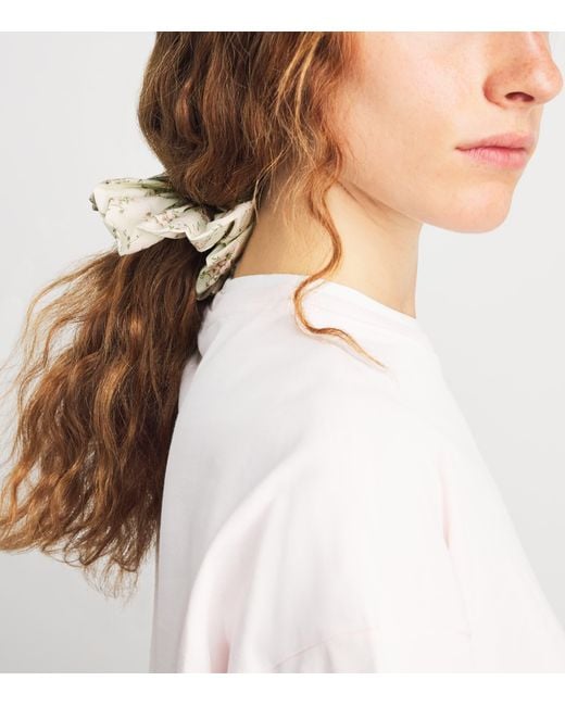 Sandro White Cotton Floral Scrunchie