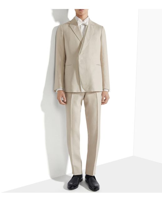 Zegna Natural Linen Double-breasted Evening Jacket for men