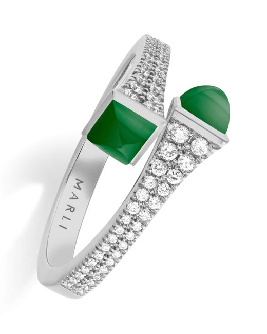 Marli New York Green Diamond And Agate Cleo Ring