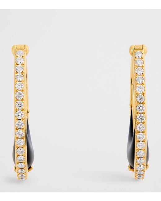 L'Atelier Nawbar Metallic And Diamond Bloop Moon N*93 Hoop Earrings