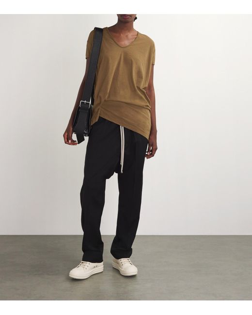 Rick Owens Brown Organic Cotton-Cashmere Hiked T-Shirt