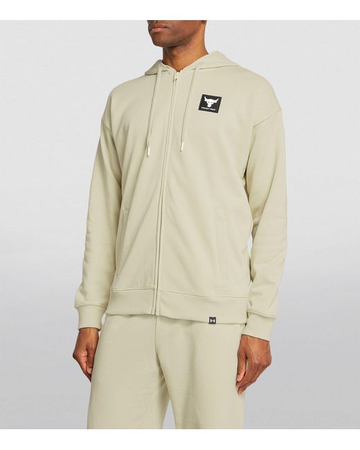 Under Armour White Project Rock Zip-up Hoodie for men