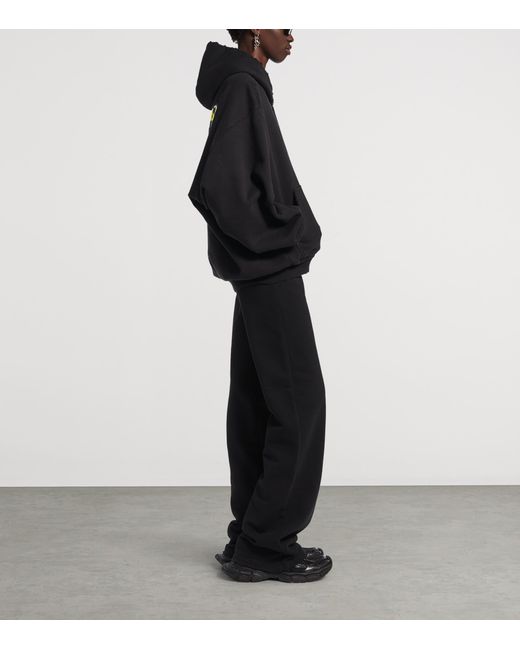 Balenciaga Black Cotton Spray Logo Zip-Up Hoodie