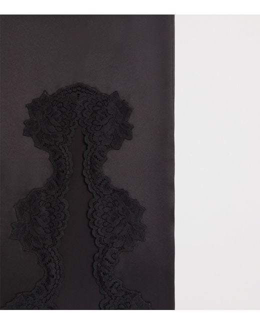 Valentino Black Silk Lace-Trim Midi Skirt