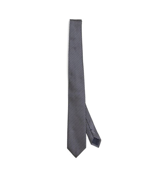 Giorgio Armani White Silk Diamond Jacquard Tie for men