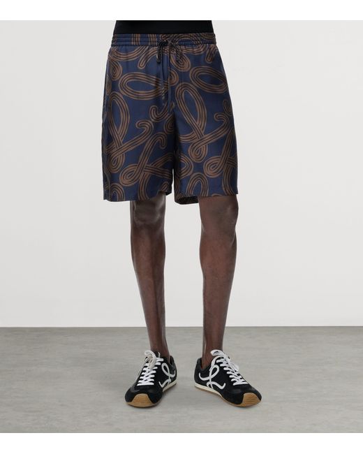 Loewe X Paula's Ibiza Silk Anagram Shorts in Blue for Men | Lyst