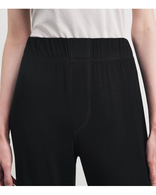 ÉTERNE Black Cotton-Modal Ribbed Sweatpants