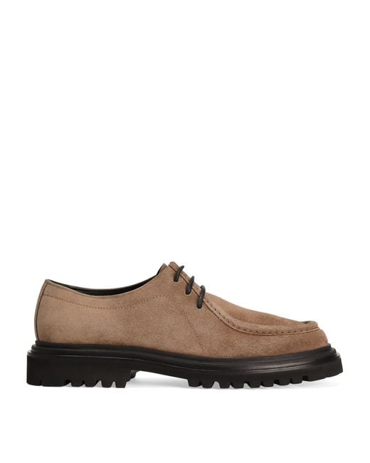 Dolce & Gabbana Brown Calfskin Suede Derby Shoes for men