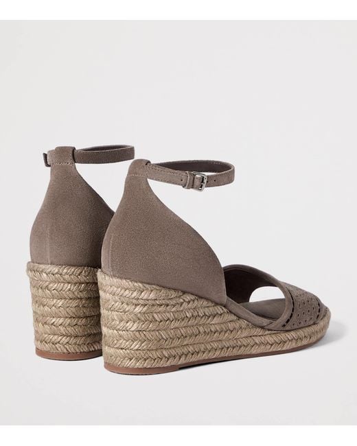 Brunello Cucinelli Brown Suede Wedge Sandals 80