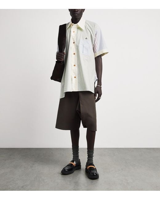 Vivienne Westwood White Cotton Asymmetric Logo Shirt for men