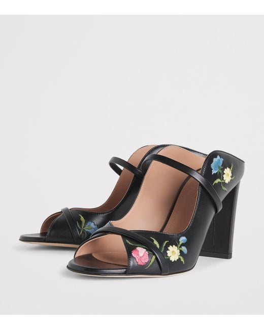 Malone Souliers Black Leather Embroidered Norah Sandals 85