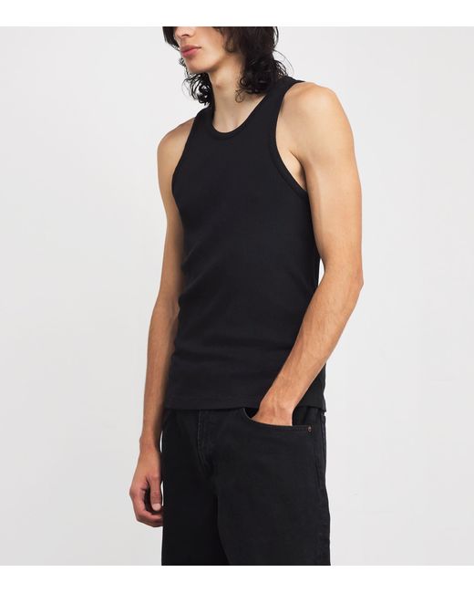 Agolde Black Ribbed Viggo Tank Top for men