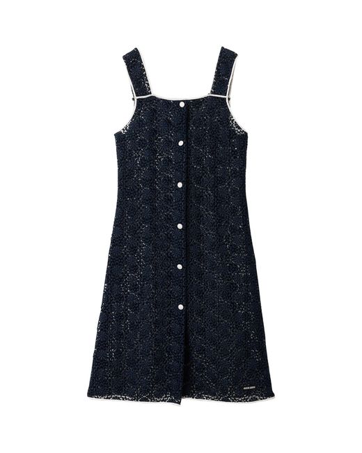 Miu Miu Blue Macramé Mini Dress