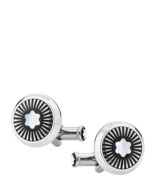 Montblanc Metallic Stainless Steel And Mother-Of-Pearl Star Cufflinks for men