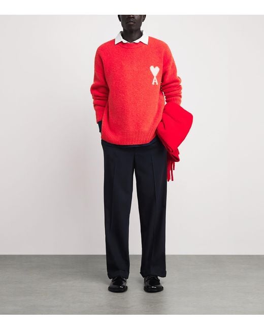 AMI Red Alpaca-Blend Ami De Coeur Sweater for men