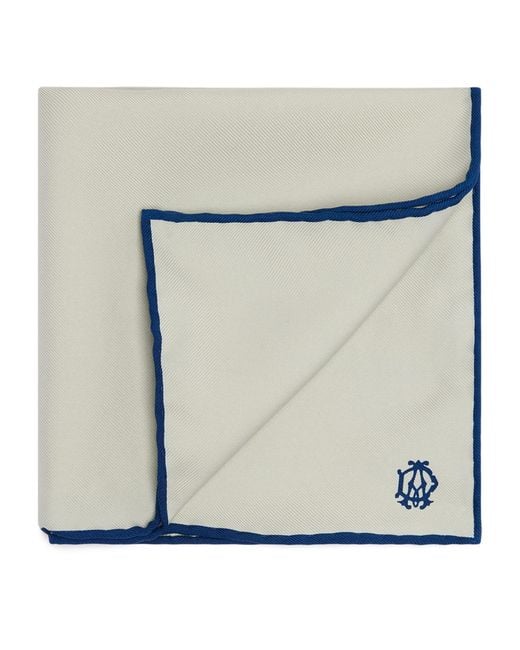 Dunhill Blue Mulberry Silk Cypher Logo Pocket Square for men