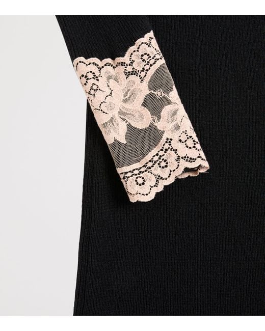 Valentino Black Cashmere-Lace Sweater