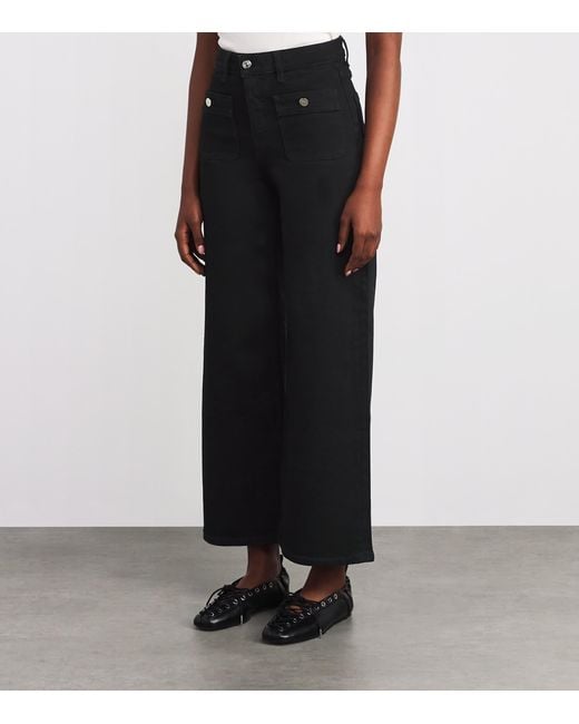 Maje Black High-Rise Straight Jeans