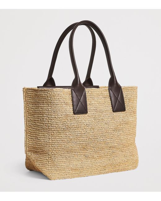 Ganni Brown Medium Raffia-Leather Tote Bag