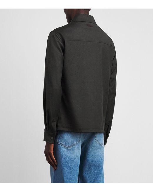 Maurizio Baldassari Black Stretch-Wool Overshirt for men