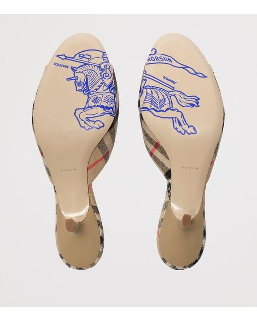 Burberry Metallic Linen-Blend Check Mews Mules 65