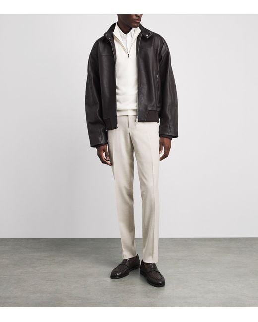 Isaia White Silk-Cashmere Quarter-Zip Sweater for men