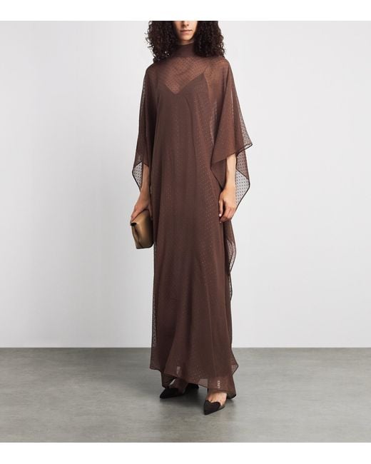 Taller Marmo Brown Silk-Blend Muscat Kaftan Maxi Dress