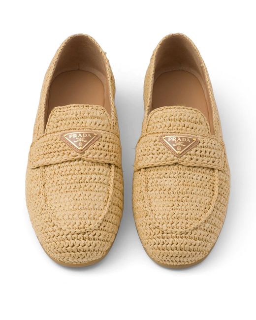Prada Natural Woven Loafers