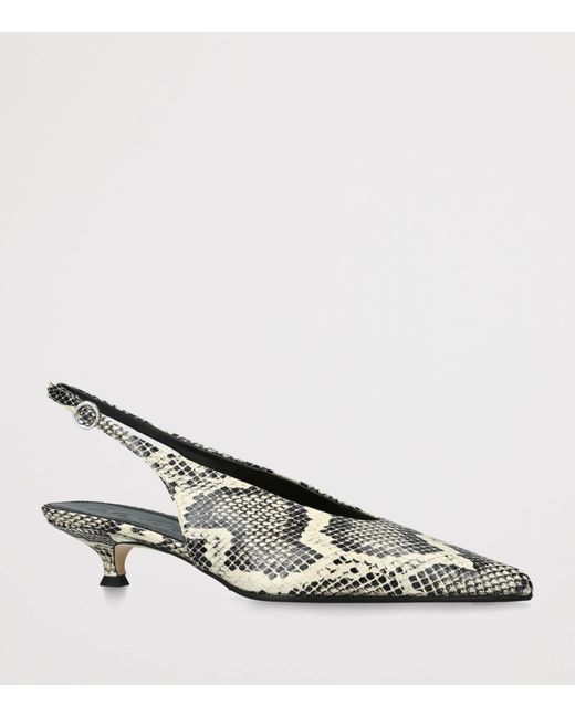 Aeyde Metallic Snakeskin-Effect Camila Slingback Pumps 35