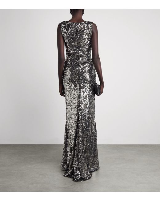 Talbot Runhof Metallic Sequinned Column Gown