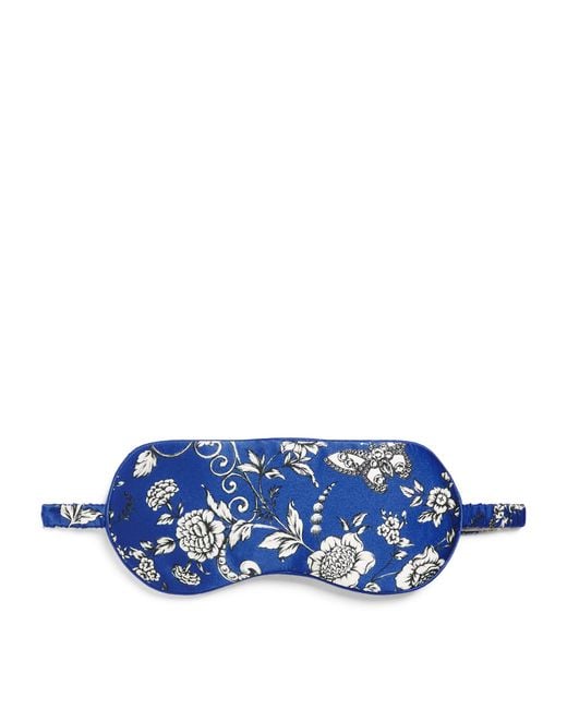 Harrods Blue Silk Butterfly Print Sleep Mask