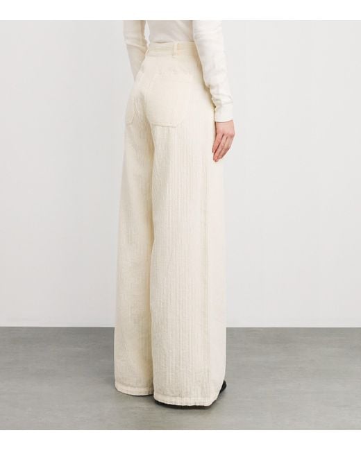 MAX&Co. White Corduroy Wide-Leg Trousers