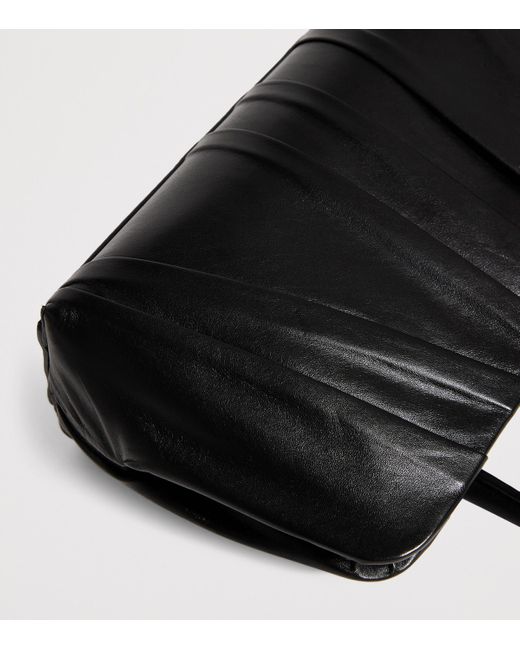 Jil Sander Black Small Leather Pleated Goji Shoulder Bag
