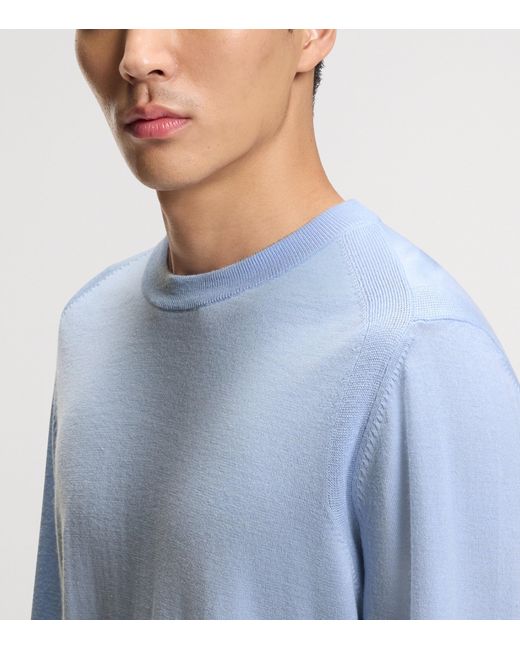 Boss Blue Wool-Silk-Cashmere Sweater for men